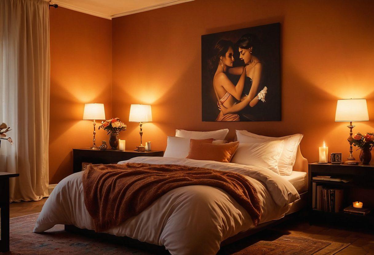 A captivating scene featuring an elegant, cozy webcam setup with soft lighting, showcasing a beautiful performer in an intimate setting, surrounded by decorative elements like cushy pillows and candles. The atmosphere should feel inviting and seductive, with a hint of playful energy. Include diverse performance elements such as vibrant screens showing interactive chat, and artful shadows dancing on the walls. evoking a sense of connection and allure. super-realistic. warm colors. intimate ambiance.